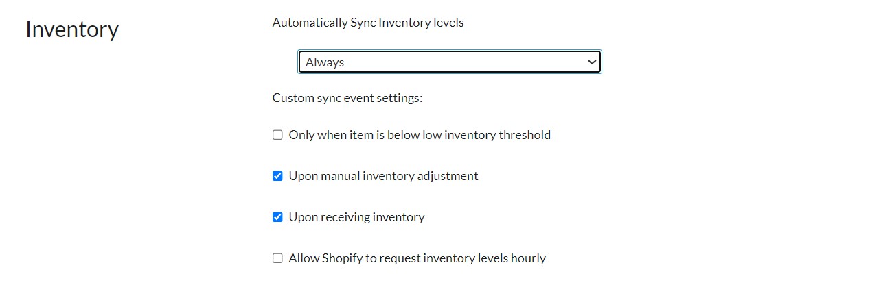 inventory dropdown