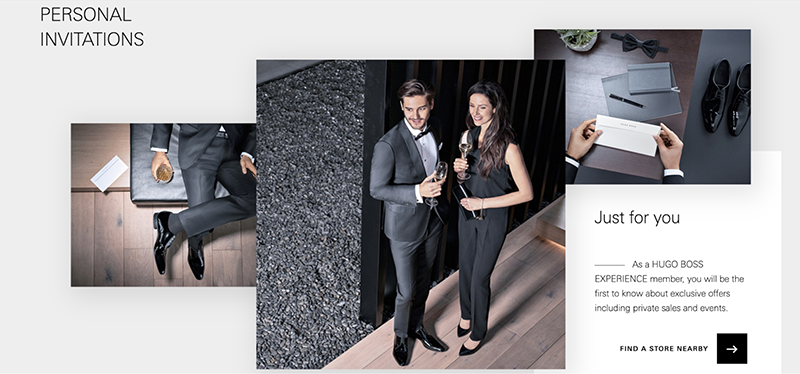 screenshot of Hugo Boss personal invitation to the rewards program