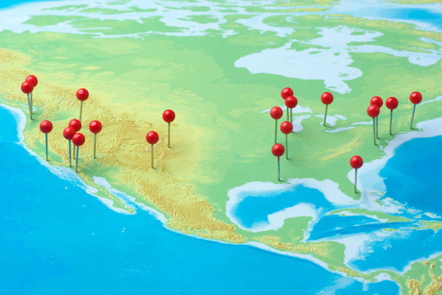 Map with forward deployment locations for last mile