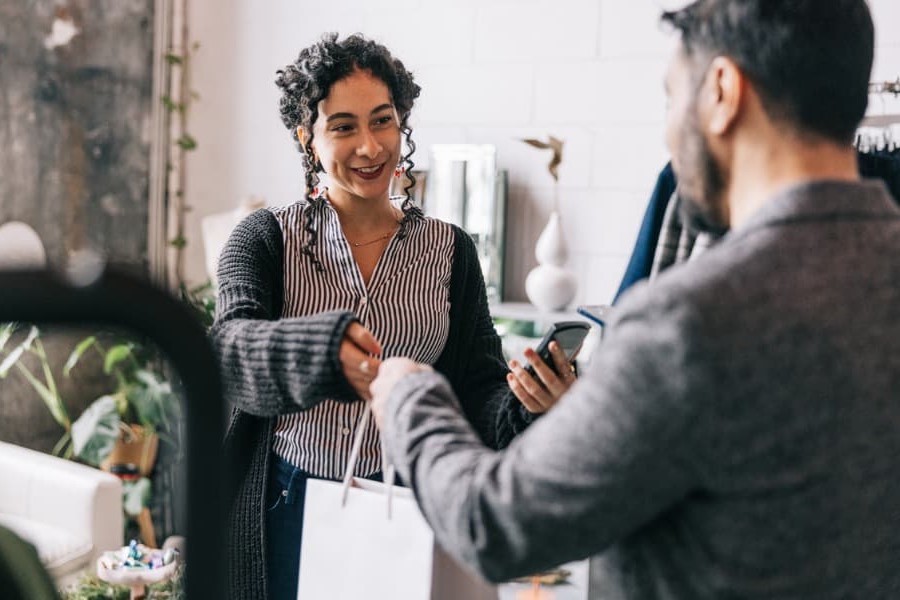 woman making a retail purchase