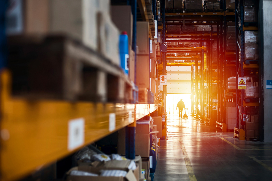 warehouse at sunset