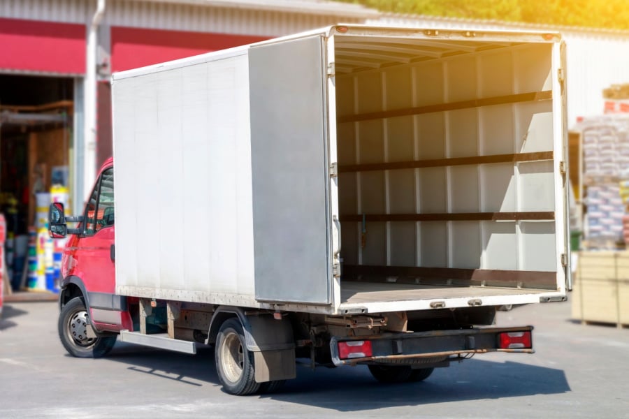 empty truck with red cab